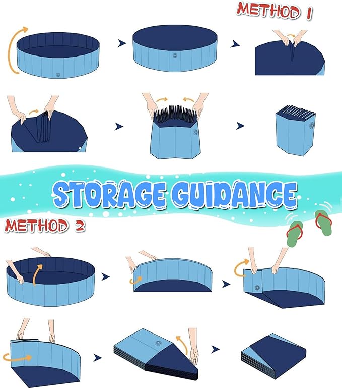 Giant Dog Pool 97"x16", Hyperzoo Foldable Dog Swimming Pool, Hard Plastic PVC Leakproof Doggie Wading Collapsible Pet Bathing Tub for Puppy Small Medium Large Dogs and Kids, Blue-PurrikoPets