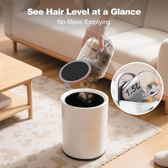 Afloia 6-in-1 Dog Grooming Kit, Pet Grooming Vacuum for Shedding, Dog Hair Vacuum with Clipper Nail Trimmer Grinder, Pet Brush Groomer at Home, Low Noise Cats Hair Remover, 1.5L Dust Cup, White-PurrikoPets