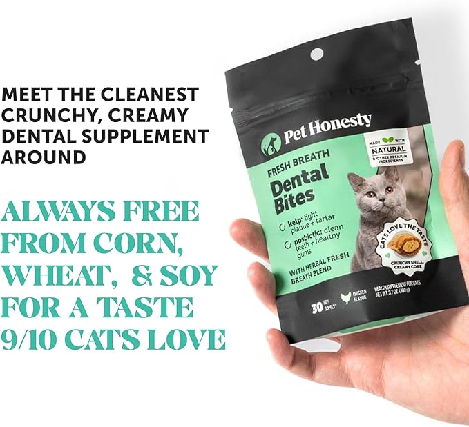 Fresh Dental Bites for Cats - Crunchy & Creamy Cat Dental Treats for Fresh Breath, Plaque + Tartar Control, Cleans Teeth + Gums, Daily Cat Oral Care (30 Day Supply)-PurrikoPets