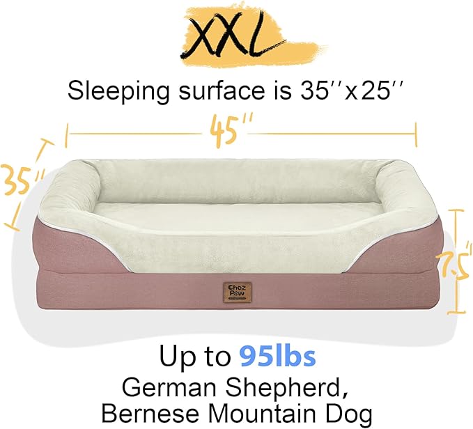 Orthopedic Washable Large Dog Bed - Dog Beds Large Sized Dogs with Removable Cover Waterproof Orthopedic Pet Bed XL Dogs Beds with Bolster-PurrikoPets