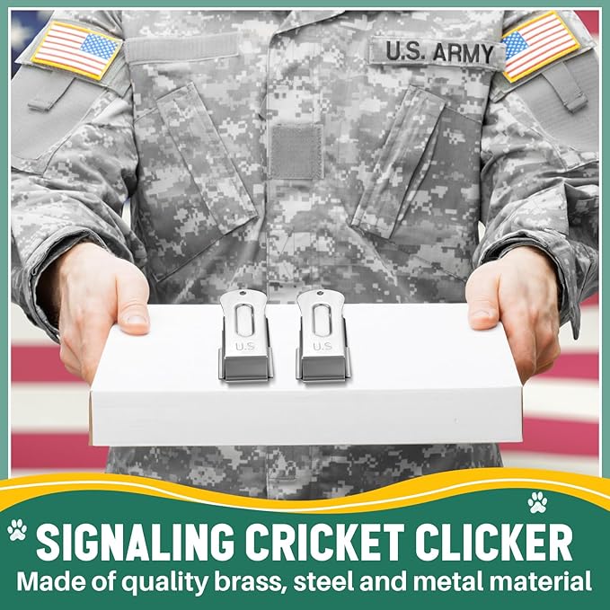 2 Pieces Brass Pet Training Clicker Signaling Cricket Clicker Metal Dog Clicker for Puppy Cats Trainer Pet Owners (Silver)-PurrikoPets