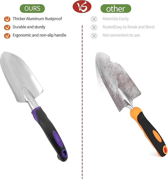 41-Piece Premium Gardening Tool Set, Stainless Steel Heavy Duty Gardening Tool Kit, with Non-Slip Rubber Grip, Storage Tote Bag, Outdoor Hand Tools, Ideal Gardening Gifts for All (Purple Floral)-PurrikoPets