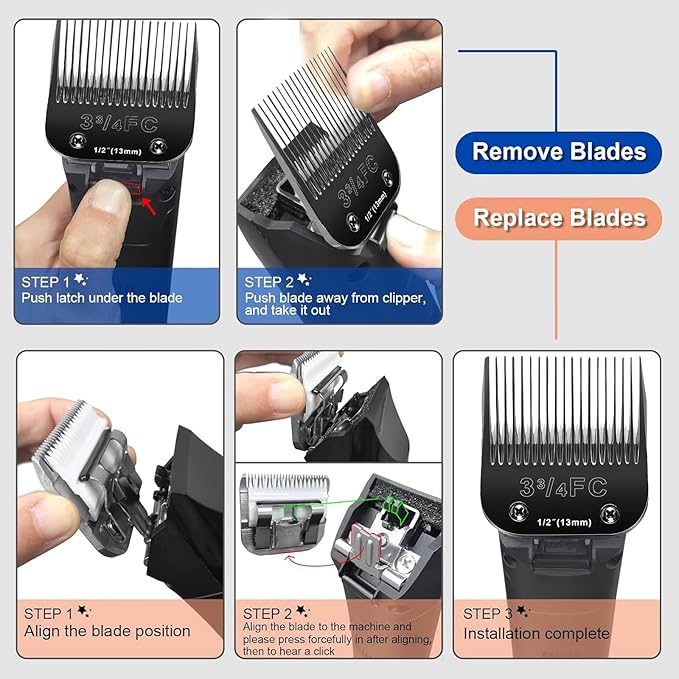 3FC Blades Dog Grooming Blades Compatible with Andis/Oster A5/Wahl KM-10 Series Dog Clippers,Detachable Clipper Replacement Blade,Black (3FC/3PCS)-PurrikoPets