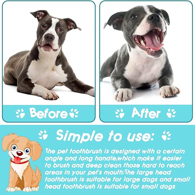 50 Pack Dual Ended Long Dog & Cat Toothbrush, Pet Safe Super Soft Bristles for Pet Dog Puppy Kitten Dental & Oral Care Teeth & Gums, Pet toothbrushes in Box, Bulk Individual polybag (Colorful)-PurrikoPets