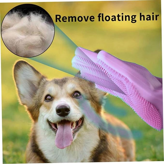 Dog Washing Gloves, Pet Grooming Gloves with Soft Brushes, Bathing and Massaging for Dogs and Cats, Silicone Heat Resistant Cleaning Gloves with High-Density Teeth (Purple)-PurrikoPets