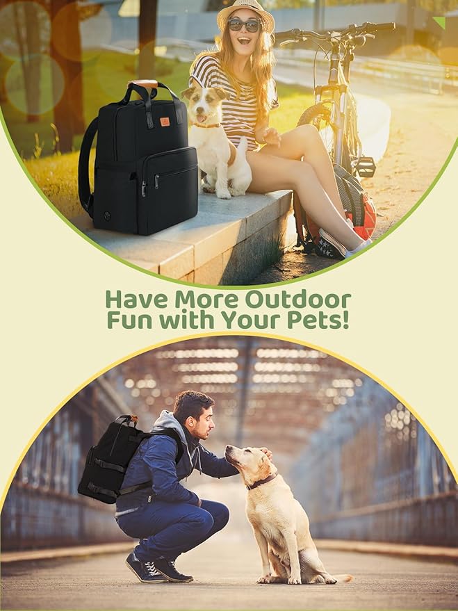 Dog Travel Bag, 25L Airline Approved Dog Travel Backpack for Pet Travel Accessories with 2 Food Storage Containers, 2 Foldable Bowls for Short Trips, Black-PurrikoPets