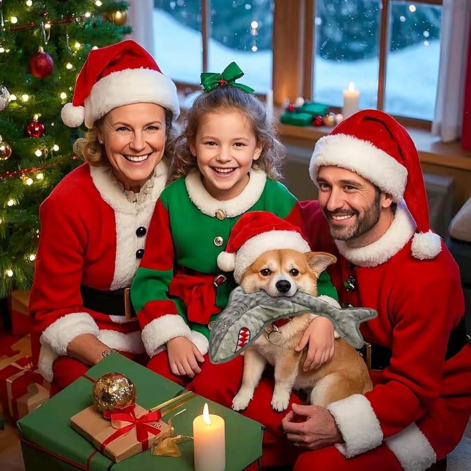 Dog Toy Squeaky Chew Dog Toys No PP-Cotton,no Stuffed for Small, Medium, Large Breed Dogs Interactive Hours of Fun,Gray-Shark-PurrikoPets