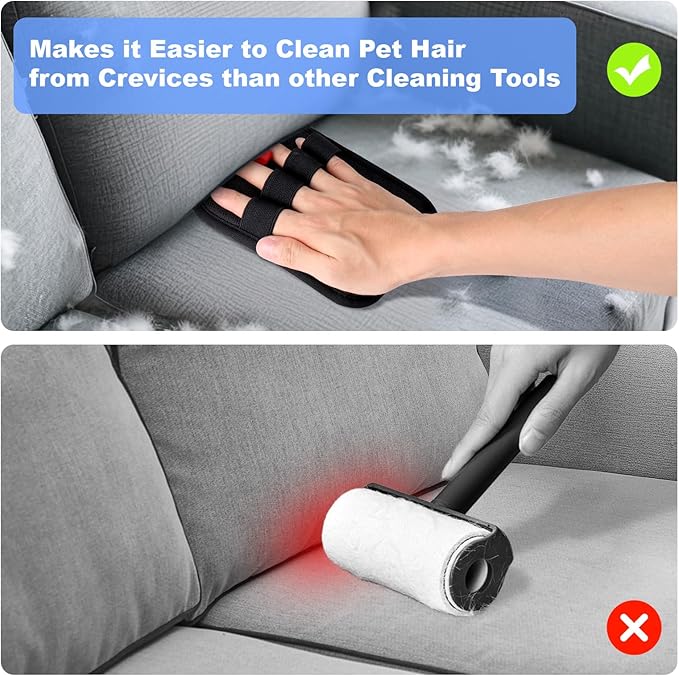 AIERSA 2Pcs Electrostatic Pet Hair Removal Glove, Electro Gloves Pet Hair, Reusable Static Pet Hair Remover Mitt, Cat & Dog Hair Removal Tool for Furniture, Clothes, Carpet, Car, Couch-PurrikoPets