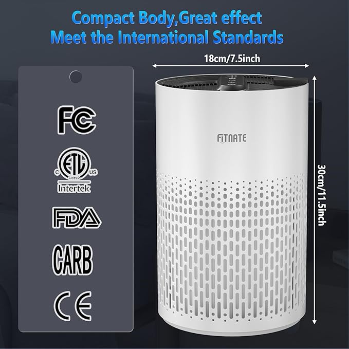 FITNATE Air Purifiers for Home Large Room Up to 1076 Ft² with Aromatherapy, H13 True HEPA Air Purifier for Pets, Quiet Air Cleaner for Smoke Dust Pollen Pets Dander Odor, with Night Light,Timer, White-PurrikoPets