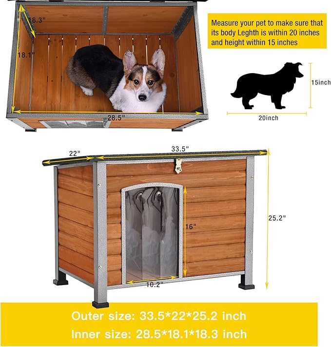 Aivituvin Dog House Outdoor & Indoor Unique All-Around Iron Frame Dog Kennel for Winter with Raised Feet Weatherproof for Small & Medium & Large Dogs-PurrikoPets