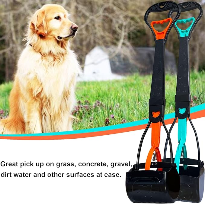 2-Piece Pooper Scooper for Large Medium & Small Dogs Heavy Duty,Long Handled Dog Poop Scooper for Grass,Durable Dog Poop Pick Up Tool-PurrikoPets
