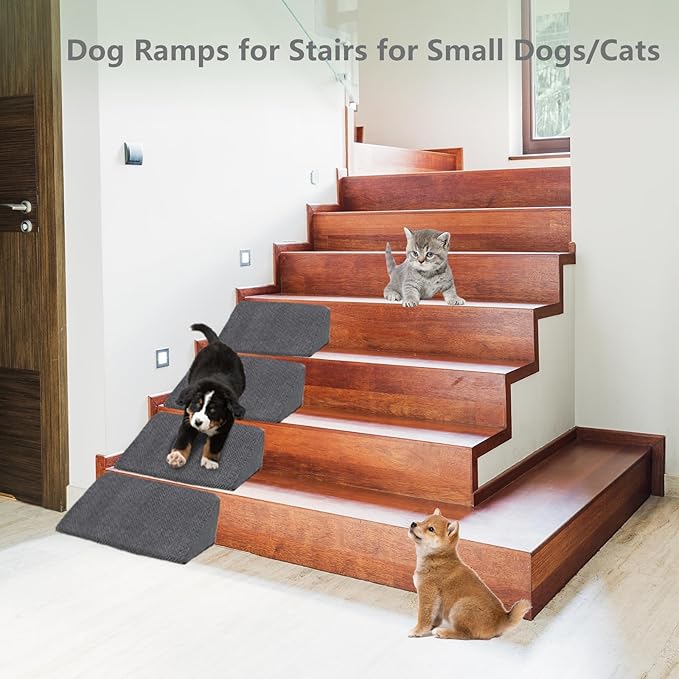 Dog Stairs for High Beds 30-36 inches Tall, 7-Step Pet Stairs/Steps for Small Large Dogs, 30D Foam Pet Steps/Ramp/Ladder for High Bedsides, with 4pcs Dog Ramp for Stairs, Dark Grey-PurrikoPets