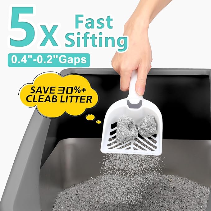 2 Pack Stainless Steel Litter Box | XL Enclosed Cat Litter Boxes with Lid for Big Cats and Multi-Cats | High Sided, Anti-Urine Leakage | Non-Stick Bottom(Multi-Colored)-PurrikoPets