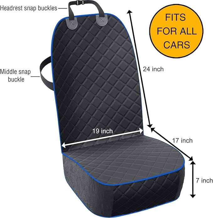 Active Pets Dog Car Seat Cover, Waterproof Front Seat Protector for SUV Truck Sedan, Pet Safety Travel Comfort System with Universal Fit, Blue-PurrikoPets