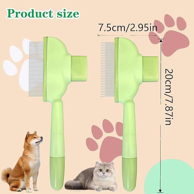 Flea Comb for Dogs and Cats with Release Button Fine Tooth Dog Comb for Grooming Massaging and Cleaning Remove Fleas Eggs Pet Hair Removal for Short and Long Hair 2 Pack-PurrikoPets
