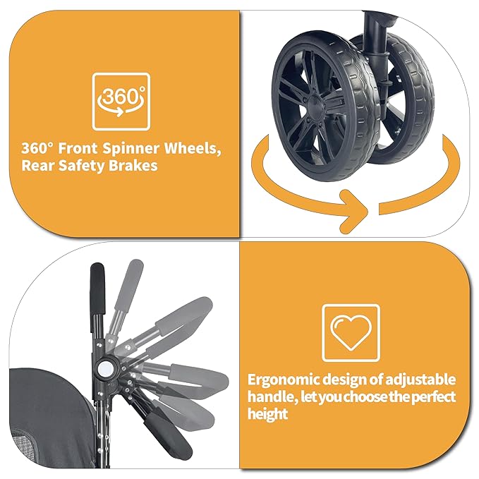 Extra Large Dog Stroller for Medium & Large Pets - Foldable Design, Adjustable Handle, Up to 130 lbs(Blue)-PurrikoPets