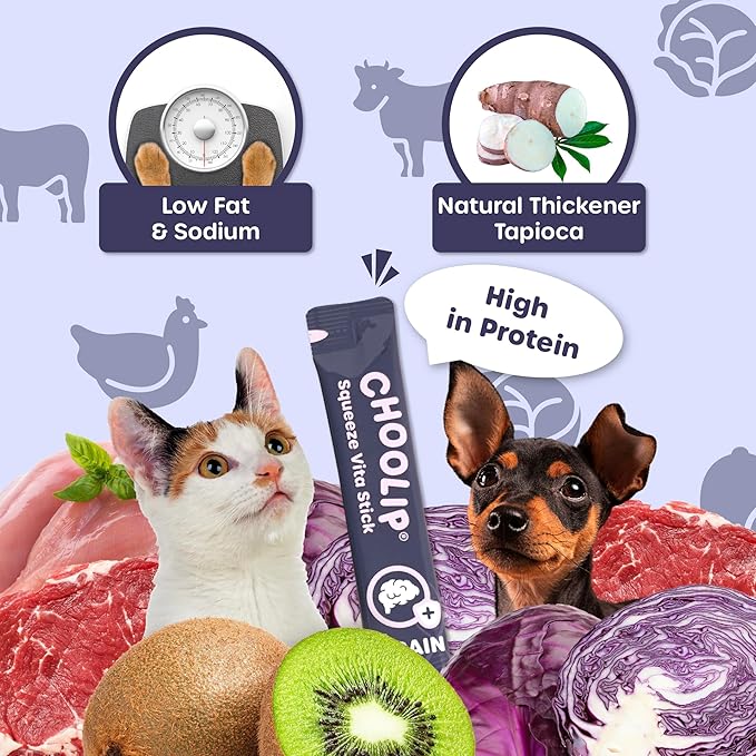 Grab & Go Squeeze Vita Stick Lickable Treats for Dogs & Cats. 49 Brain Support Sticks with Essential multivitamins. Soft and Tasty Paste for All Life Stages, Supporting Brain Health-PurrikoPets