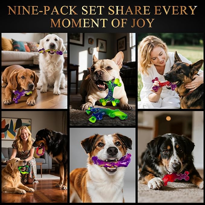 9-Pack Indestructible Dog Toys for Aggressive Chewers, Durable Chew Toys for Large Dogs, Dog Toy for Aggressive Chewer Large Breed, A Super Set for Happiness for All Dogs-PurrikoPets