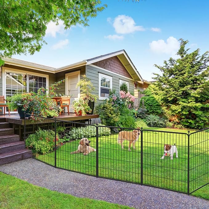Dog Playpen 40 inch 24 Panels Indoor Outdoor Dog Pen for Large/Medium/Small Dogs Heavy Duty Metal Dog Fence Outdoor for Yard, Puppy Playpen with Door Portable Pet Fence for RV Camping Yard-PurrikoPets