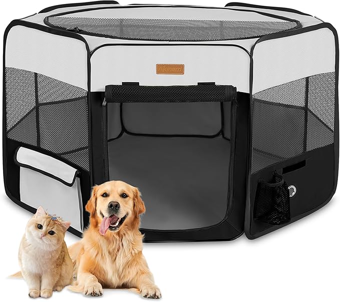 Dog Playpen, Portable Pet Play Pen for Cat, Puppies, Rabbits, Chickens, Foldable Large-Capacity Pet Tent for Indoor/Outdoor Travel Camping-PurrikoPets