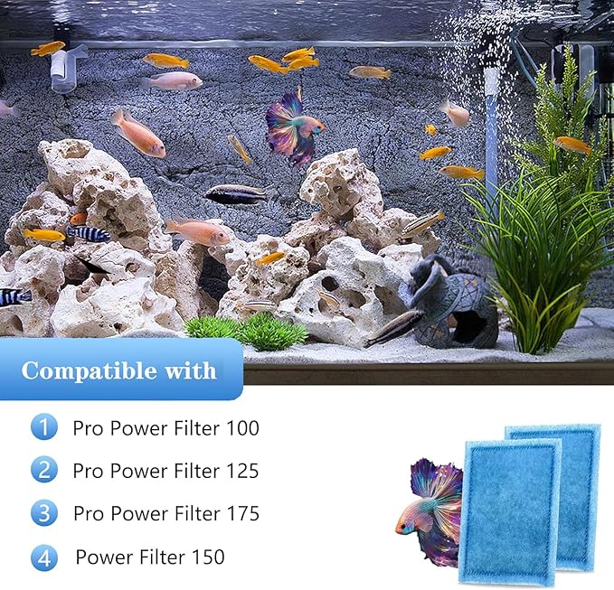 4 Pack Aquarium Filter Cartridge Rite-Size B Filter Cartridges Compatible with PRO Power Filters 100/125/175 Power Filter 150-PurrikoPets