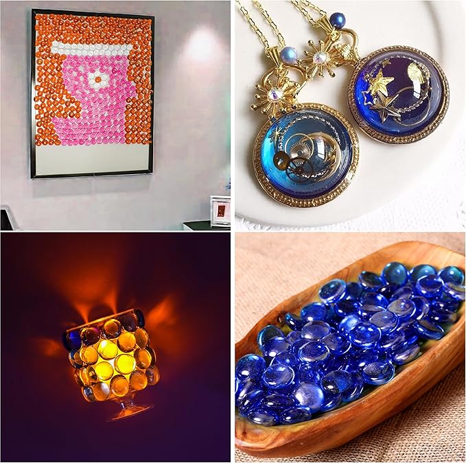 1LB Glass Marbles, Transparent and Smooth Flat Glass Beads for Vases, Mosaic Gem Pebbles for Aquarium Decor, Floral Arrangements, Mancala Stones, Vase Filler and Crafts, Orange-PurrikoPets