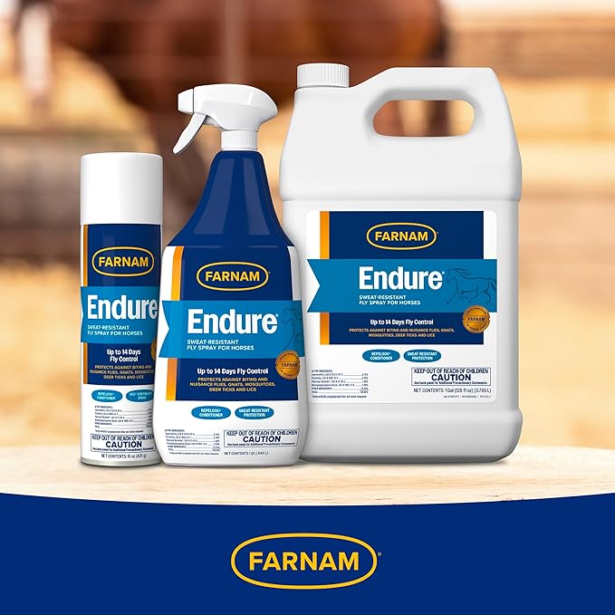 Farnam Endure Sweat-Resistant Fly Spray for Horses, Protects Against Lyme Disease, 15 oz-PurrikoPets