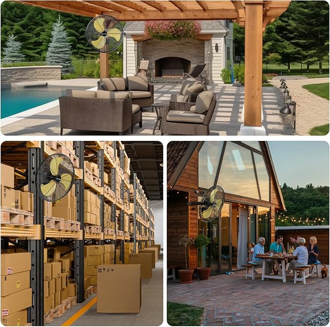 5400 CFM 20" Outdoor Wall Mount Fans, High Velocity 3-Speed Waterproof Professional Outdoor Fan, Heavy Duty Industrial Wall Fan for Patio, Commercial, Gazebo, and Garage, UL Listed-PurrikoPets