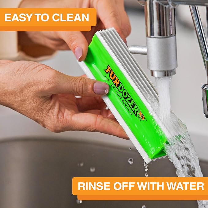 FurDozer X3 MEGA Pet Hair Remover & Auto Detailing Tool - Cat & Dog Hair Remover for Carpets, Car Interiors, Couches, Bedding, & Pet Furniture - Reusable Pet Hair Removal Tool for Dog Fur & Lint, 10"-PurrikoPets