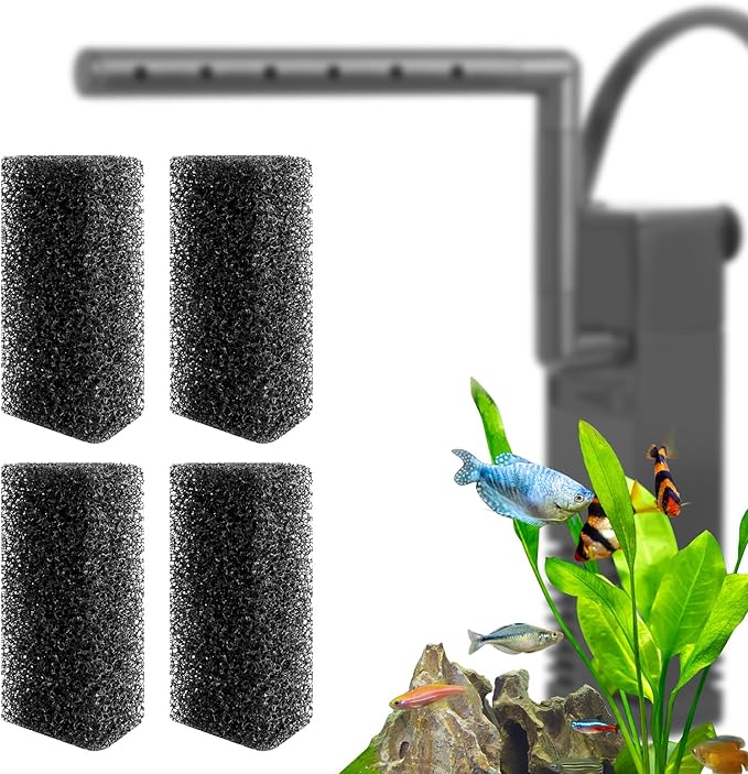 FEDOUR 4PCS Replacement Aquarium Biochemical Sponge for 4W Aquarium Filter, Aquarium Filter Sponges for Replacement (Sponge 4pcs for 4W)-PurrikoPets