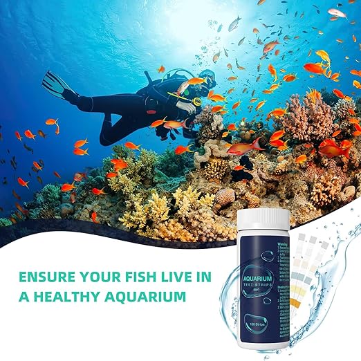 6 in 1 Aquarium Test Strips, 150 Strips Aquarium Water Test Kit for Fish Tanks & Ponds, Accurate Test Monitoring, Nitrate, Nitrite, Chlorine, Carbonate, Hardness, pH-PurrikoPets
