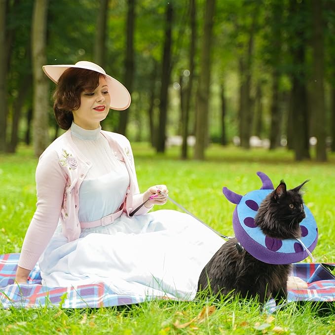 Adjustable Cat Collar Soft to Stop Licking After Surgery for Kitten, Alternative to Cone of Shame, Donut Cone for Cats, Pet Elizabethan Collar (Monster, Small)-PurrikoPets