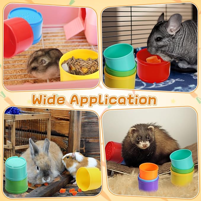 8 Pcs Stacking Cups for Rabbits - Safe Reusable Bunny Toys in Different Sizes, Durable Rainbow Colored Nesting Toys for Small Animals Bunny Hiding Food Playing Bunny Gifts-PurrikoPets