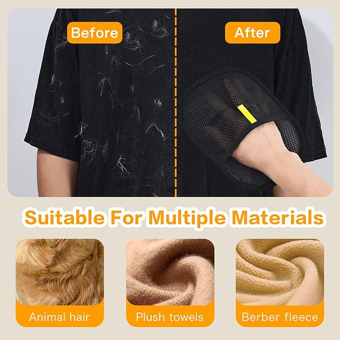 5pc Pet Hair Removal Gloves, Reusable Cats & Dogs Pet Hair Removal Tool,Efficient Pet Hair Removal Electrostatic Gloves is Suitable for Clothes, Sofas, Beds and Carpets-PurrikoPets