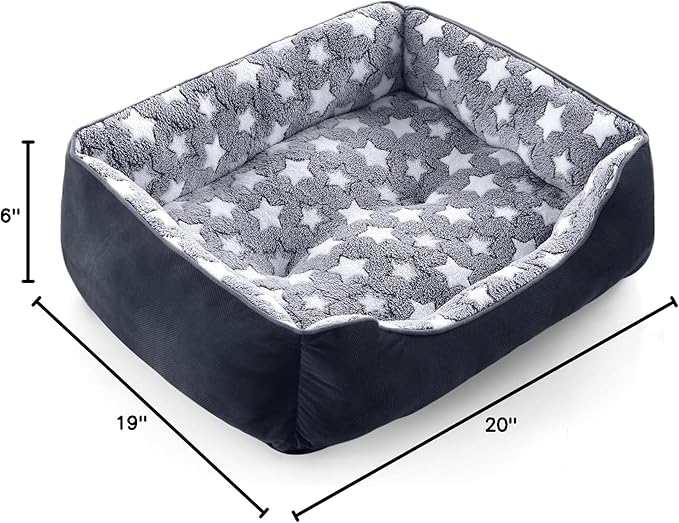 GASUR Small Dog Beds Small Size Dogs, Rectangle Washable Dog Bed, Orthopedic Dogs Sofa Bed, Pet Cuddler Anti-Slip Bottom, Soft Calming Sleeping Warming Puppy Bed (S (20"x 19"x 6"), Black)-PurrikoPets