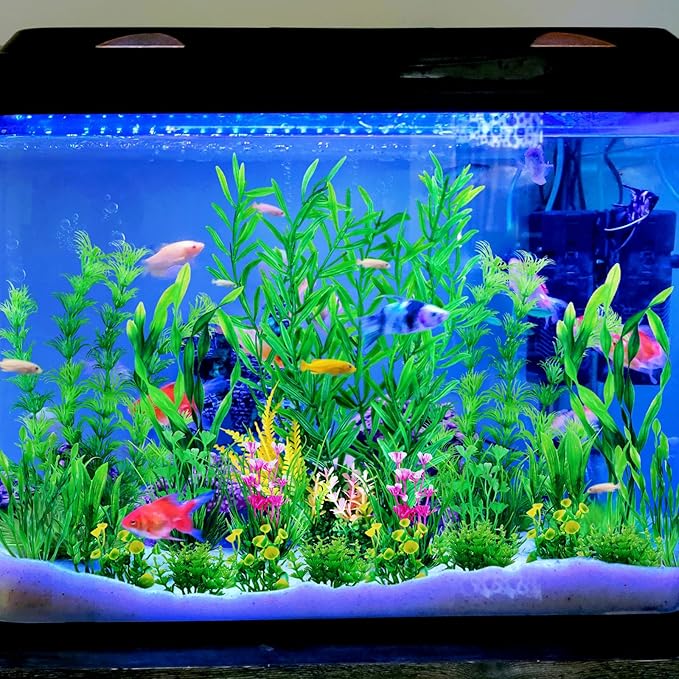Fish Tank Plants, 20pcs Aquarium Decor Green Plants Artificial Aquarium Decorations Plant, Fish Tank Accessories for Household and Office Aquarium Simulation, Small to Large-PurrikoPets