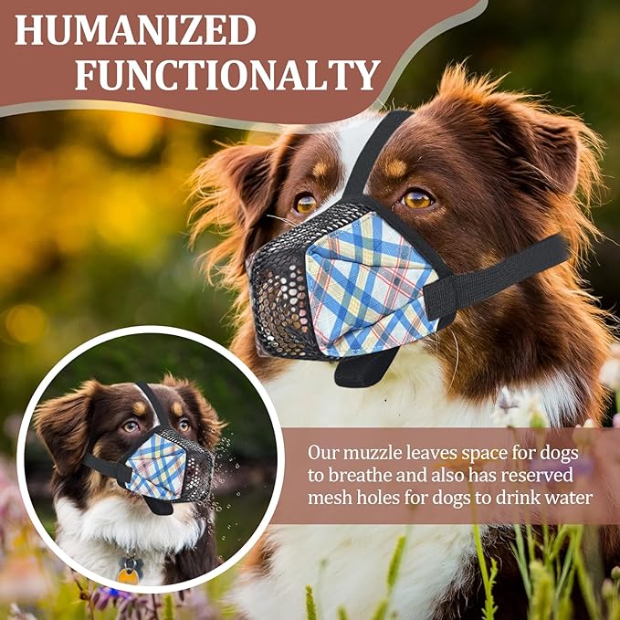 Dog Muzzle for Small Large Dogs - Soft Nylon Basket Muzzle with Adjustable Strap, Breathable Mesh Design Prevents Biting Chewing Licking Eating - Ideal for Training, Grooming & Vet Visits (Blue, S)-PurrikoPets