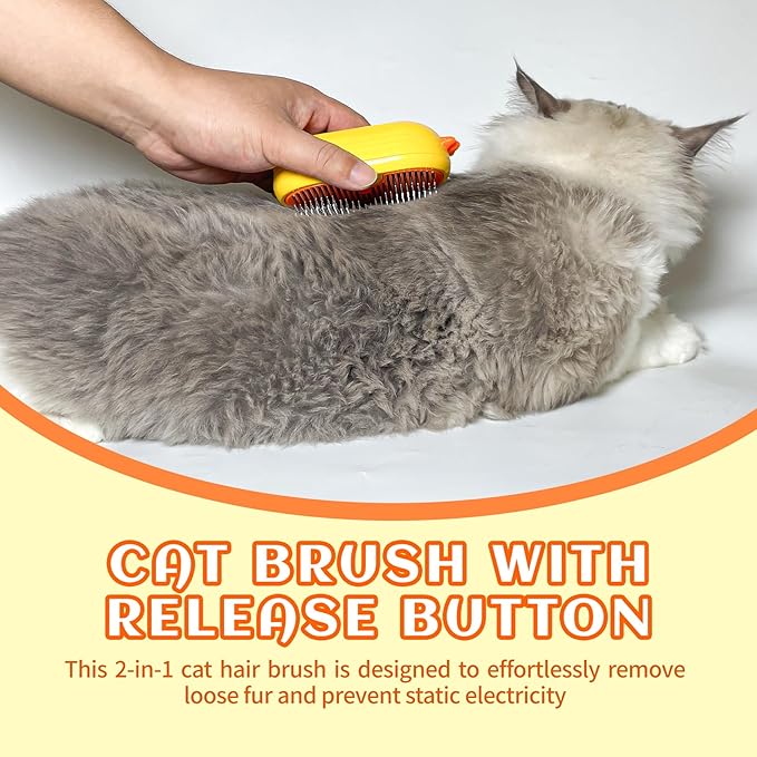 3-in-1 Rechargeable Steam Brush for Cats & Dogs - Anti-Static Spray Pet Grooming Brush with Warm Mist Massage, Hair Shedding Control, Detangling Comb & Cleaning Tool for Effective Deshedding-PurrikoPets