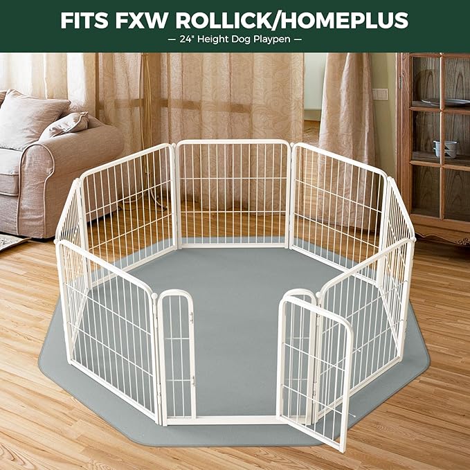 FXW Washable Pee Pads for Dogs, Puppy Pads with Super Absorbent, Specifically Designed Rollick/Homeplus 24inch 8 Panels Dog Playpen, 29" Octagon, Gray, 1 Pack-PurrikoPets