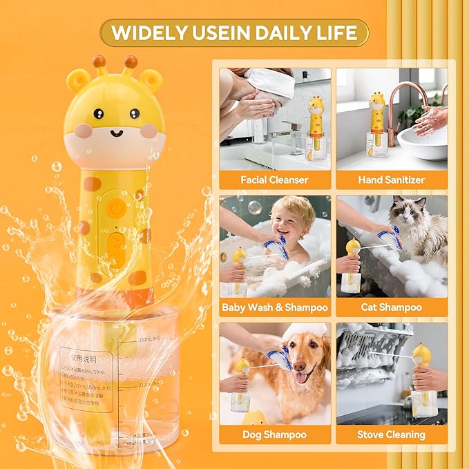 Electric Dog Cleaning Foam Machine with Bath Glove,Automatic Dog Soap Dispenser for Bath, Dog Bath Supplies - Outdoor Dog Shower Attachment for Bathtub for After Walk Pet Wash-PurrikoPets