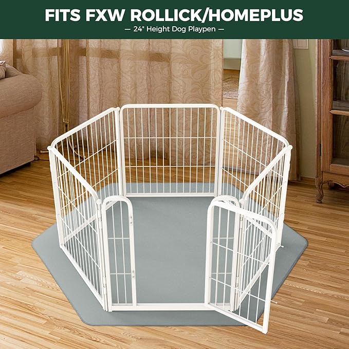 FXW Washable Pee Pads for Dogs, Puppy Pads with Super Absorbent, Specifically Designed for FXW Rollick/Homeplus 24inch 6 Panels Dog Playpen, 31" Hexagon, Gray, 1 Pack-PurrikoPets