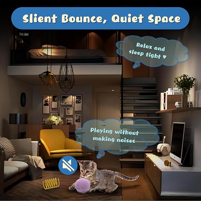 30 Pcs Premium Silent Cat Pom Pom Balls, Interactive Lightweight Assorted Colors Fuzzy Toy Balls (1.2 inches), with 4 Pcs Cat Spring Toy for Indoor Kitten Playing Exercising-PurrikoPets