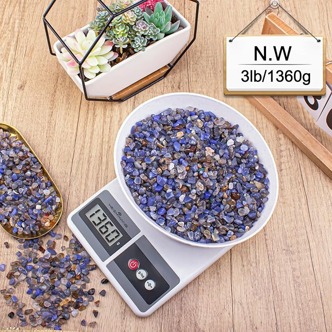 3 Lb Blue Agate Polished Tumbled Stones Chips, Aquarium Gravel Rocks Natural Decorative Pebbles Marbles for Aquarium, Vase Fillers, Succulent Plants Decor-PurrikoPets