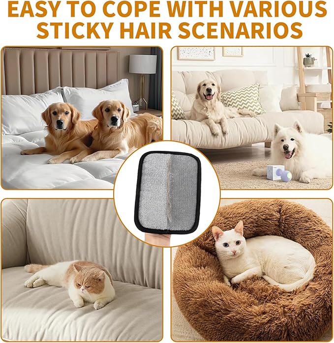 2PCS Electrostatic Pet Grooming Gloves, Reusable Hair Remover for Dog Cat Fur on Clothes Furniture Car Seat/Black-PurrikoPets