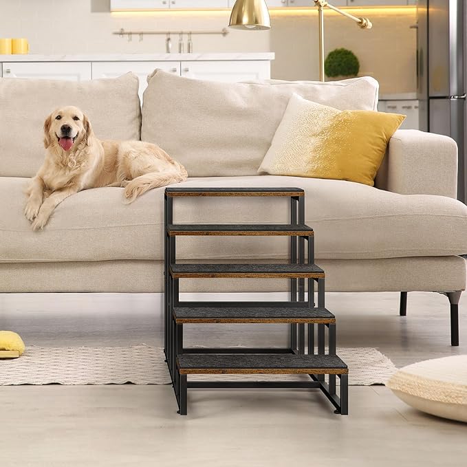 Dog Stairs Ramps Dog Stairs for High Bed Couch 5 Tier Pet Stairs for Small Medium Large Dogs and Cats Pet Step with Non-Slip Stair Tread for Puppy, The Old, and Injured Dogs-PurrikoPets
