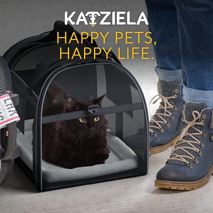 Airline Compliant Pet Carrier - Rolling Portable Travel Carry Crate for Small Dog, Puppy or Cat - Soft Removable Wheeled Design with Mesh Window Sides - Airplane and TSA Compliant- by Katziela-PurrikoPets