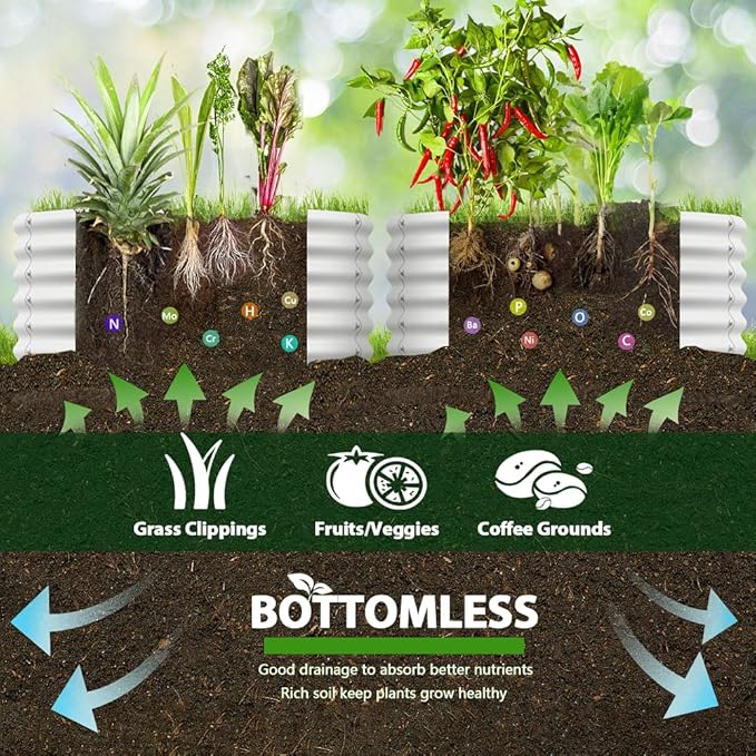 A ANLEOLIFE 2-Pack 4ft x 18” Tall Galvanized Raised Garden Beds Outdoor, Round Metal Planter Box for Planting Vegetables Flowers Herb, Anti-Rust & Easy-Setup, Antique White-PurrikoPets