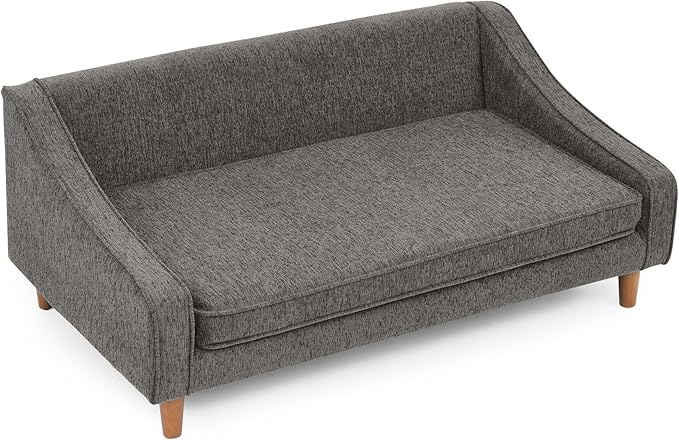 Dog Sofa Couch for Medium to Large Dogs, Durable Pet Sofa with Washable Fabric, Elevated Mini Dog Bed with Wooden Legs for Medium and Large Dogs, Dark Grey-PurrikoPets