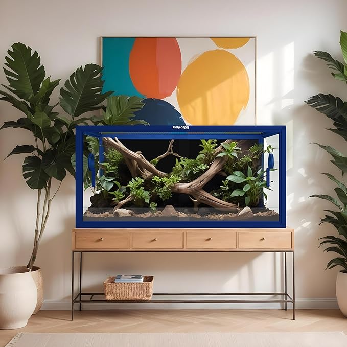 50 Gallon Bearded Dragon Tank, Reptile Enclosure for Easy Maintenance, Front Opening Reptile Tank with Top Screen Ventilation & Glass Sliding Door 36''x18''x18''-PurrikoPets