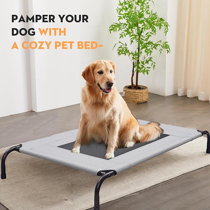 Elevated Dog Bed Raised Dog Bed Outdoor for Large Medium Size Dogs Place Bed Easy Clean Breathable, Comfortable,Rugged Durable Raised Pet Bed Up to 130 lbs,42in-PurrikoPets